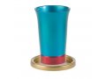 Yair Emanuel Anodized Aluminum Kiddush Cup and Saucer - Silver