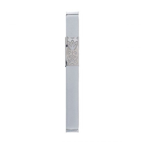 Yair Emanuel Anodized Aluminum Mezuzah Case, Decorative Cutout Flower - Gray