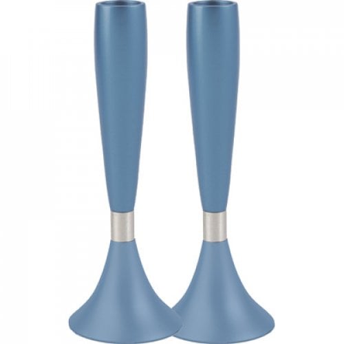 Yair Emanuel Anodized Aluminum Slender Shabbat Candlesticks