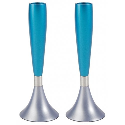 Yair Emanuel Anodized Aluminum Slender Shabbat Candlesticks