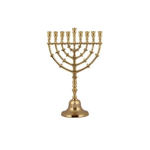 Yair Emanuel Bronze Color Classic Chanukah Menorah, Leaf Design - 9.8