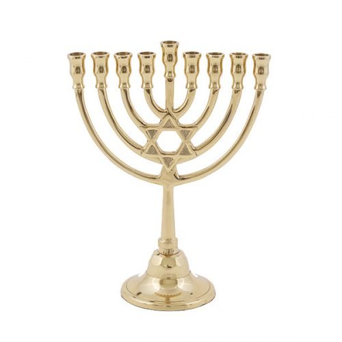 Yair Emanuel Classic Glossy Hanukkah Menorah with Star of David - 9