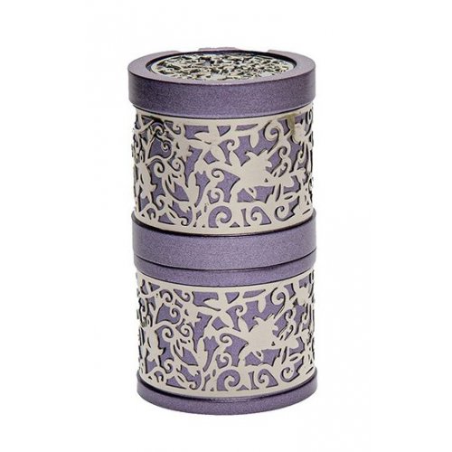 Yair Emanuel Compact Havdalah Spice Box & Candle Holder, Cutout Design - Purple