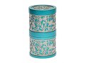 Yair Emanuel Compact Havdalah Spice Box and Candle Holder, Cutouts - Turquoise