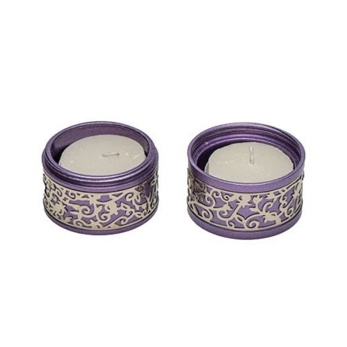 Yair Emanuel Compact Travelling Candlesticks, Cutout Pomegranates - Purple