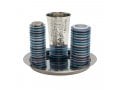 Yair Emanuel Contemporary 4-Piece Havdalah Set, Stacked Discs - Blue