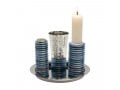 Yair Emanuel Contemporary 4-Piece Havdalah Set, Stacked Discs - Blue