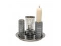 Yair Emanuel Contemporary 4-Piece Havdalah Set, Stacked Discs - Gray