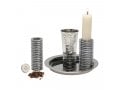 Yair Emanuel Contemporary 4-Piece Havdalah Set, Stacked Discs - Gray