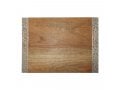 Yair Emanuel Grained Wood Challah Board with Decorative Metal Cutout Border