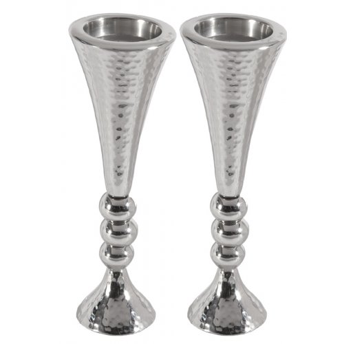 Yair Emanuel Hammered Aluminum Stem Candlestick - Colored Beads