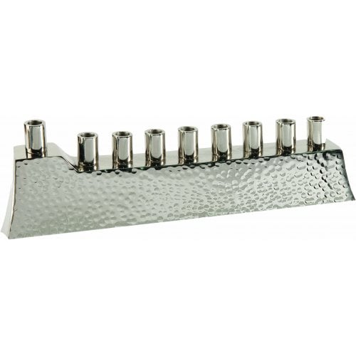 Yair Emanuel Hammered Anodized Aluminum Hanukkah Menorah - Silver