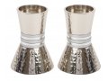 Yair Emanuel Hammered Nickel Cone Candlesticks Small - Colored Stripes