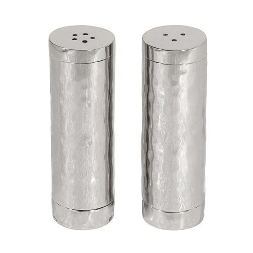 Yair Emanuel Hammered Nickel Salt and Pepper Shakers - Decorative Bands