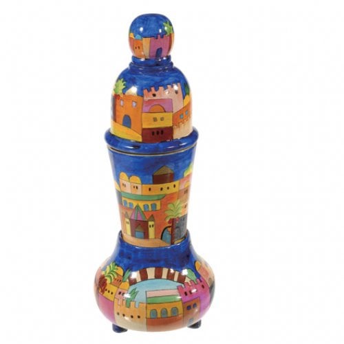 Yair Emanuel Hand Painted Compact Shabbat Candlesticks and Havdalah - Jerusalem