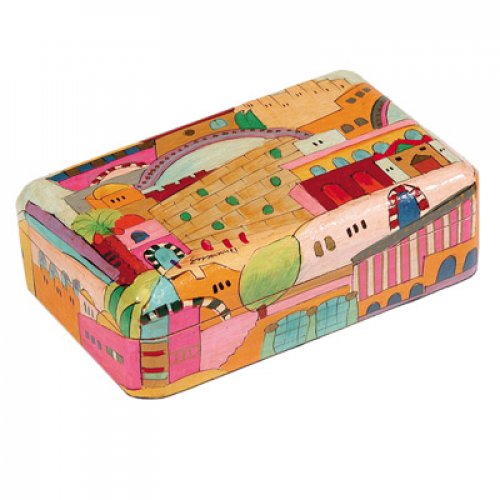 Yair Emanuel Hand Painted Wood Jewelry Box - Colorful Jerusalem