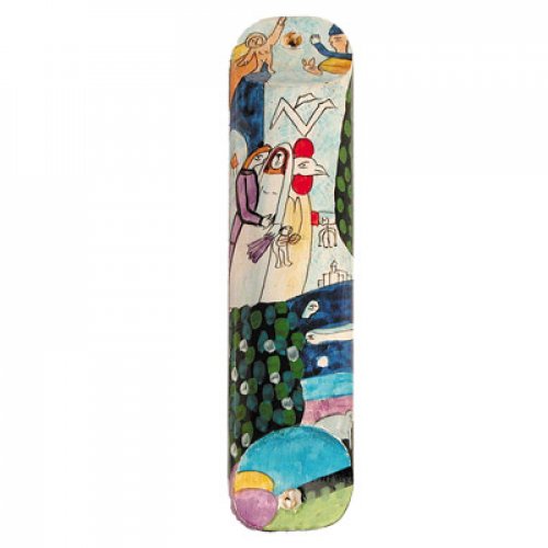 Yair Emanuel Large Hand Painted Wood Mezuzah Case Colorful - Bride and Groom