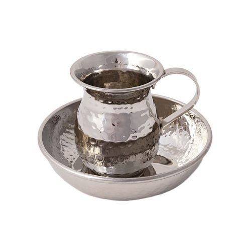 Yair Emanuel Mayim Achronim Set Two Piece - Hammered Stainless Steel