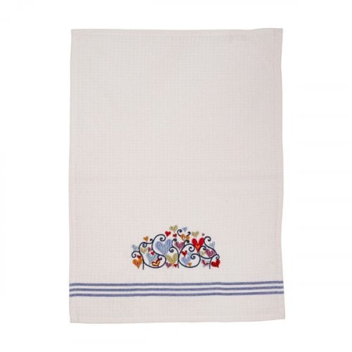 Yair Emanuel Netilat Yadayim Towel, Embroidered Colorful Hearts Motif