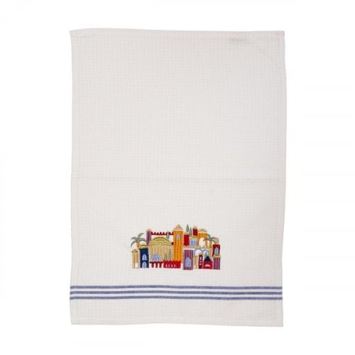 Yair Emanuel Netilat Yadayim Towel, Embroidered Jerusalem Images