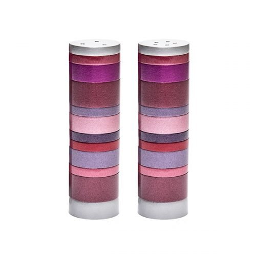 Yair Emanuel Salt and Pepper Shakers, Anodized Aluminum  Maroon Rings