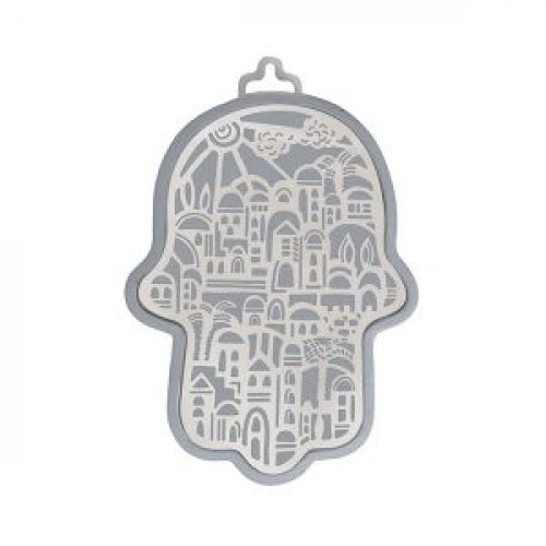 Yair Emanuel Small Wall Hamsa, Delicate Jerusalem Overlay - Choice of Colors