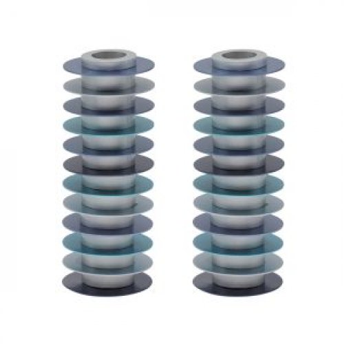 Yair Emanuel, Stacked Disc Style Candlesticks - Shades of Blue