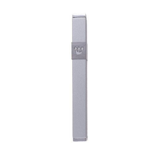 Yair Emanuel Stainless Steel Mezuzah Case, Cutout Shin Letter - Matte Silver