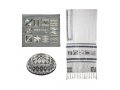 Yair Emanuel Tallit & Kippah & Bag Set, Embroidered Squares and Shapes - Silver