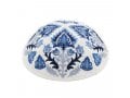 Yair Emanuel Tallit Kippah and Bag Set, Floral Geometric Design  Blue