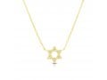 Yellow Gold Plated Sterling Silver Necklace - Star of David with Zircons Pendant