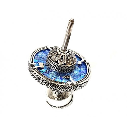 Yoels Jewelry, Sterling Silver and Roman Glass Hand Made Hanukkah Dreidel